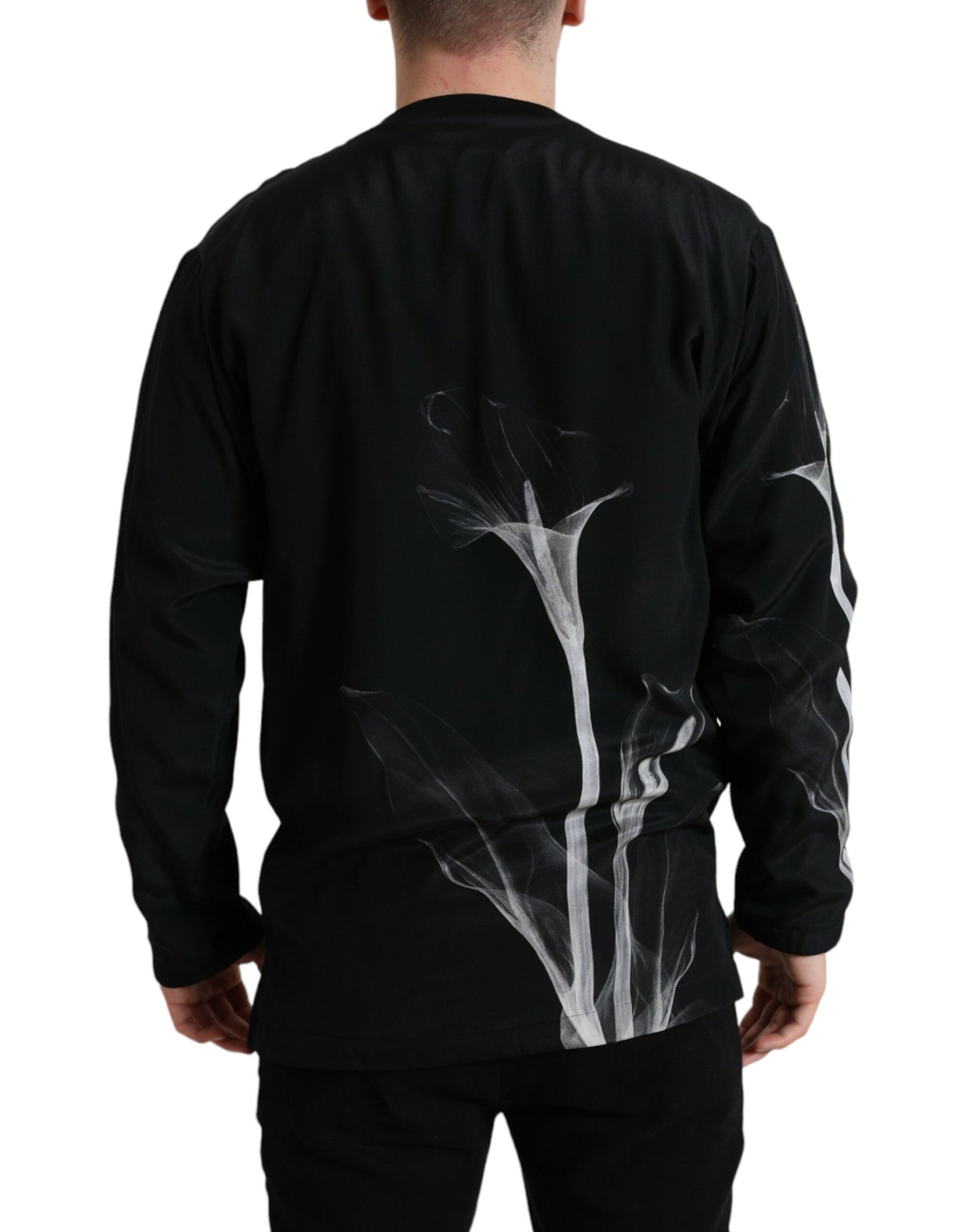 Dolce & Gabbana Black Floral Print Crewneck Pullover Sweater | Regal Royce