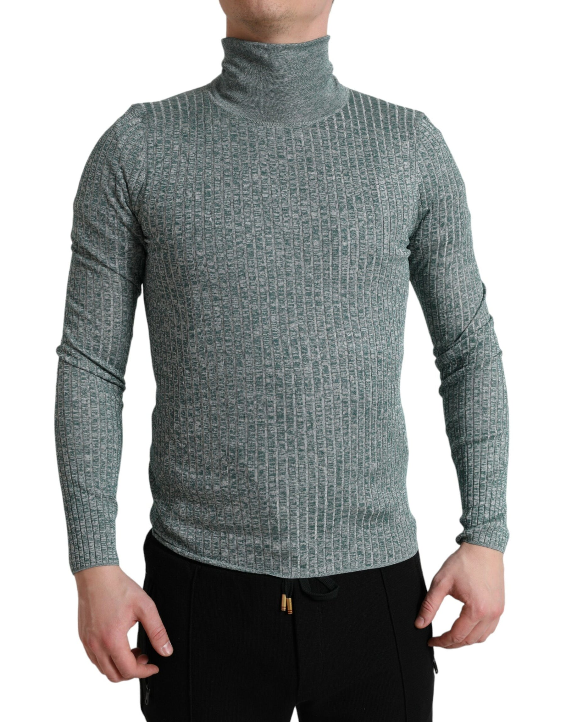 Dolce & Gabbana Green Polyester Turtleneck Pullover Sweater | Regal Royce