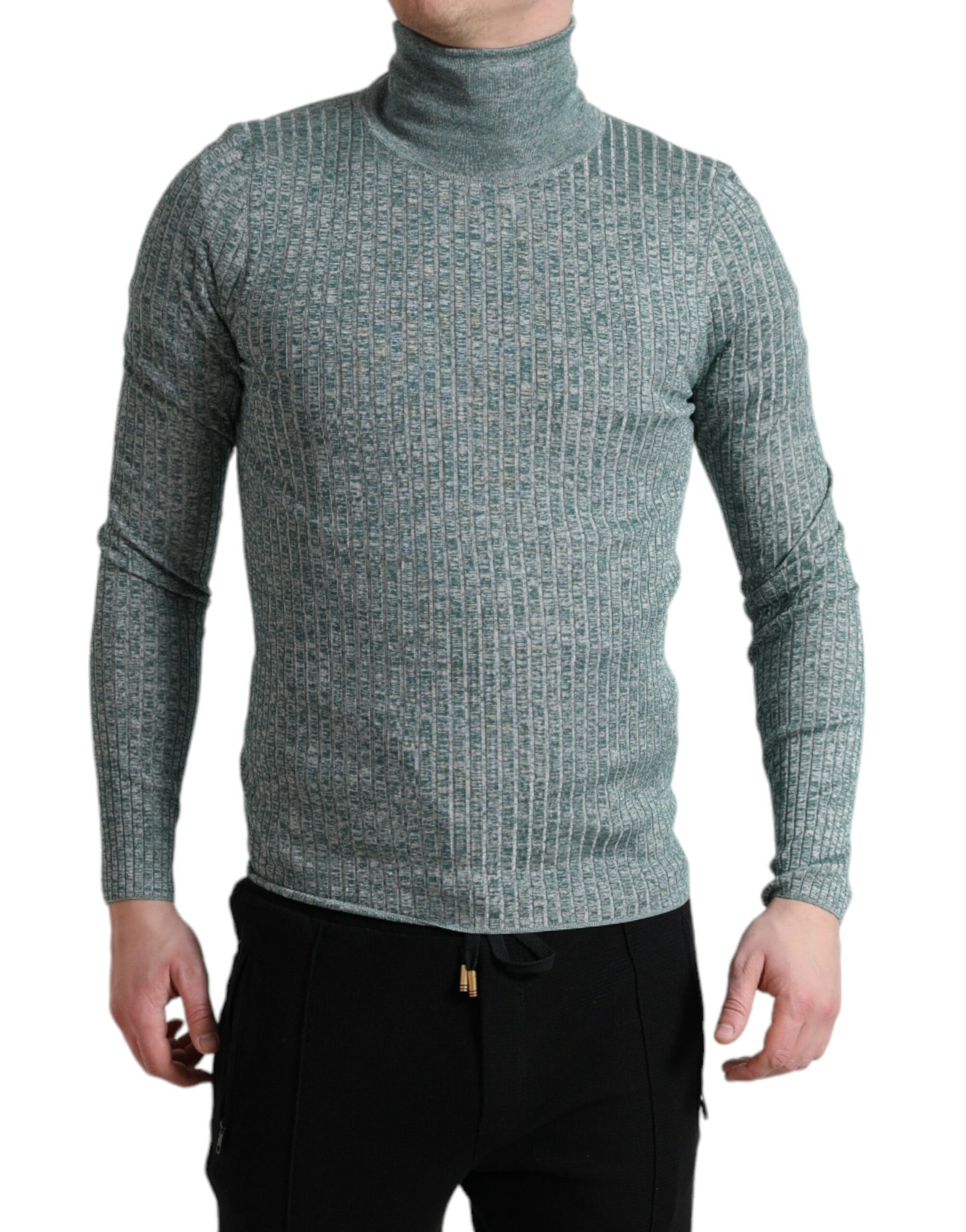 Dolce & Gabbana Green Polyester Turtleneck Pullover Sweater | Regal Royce