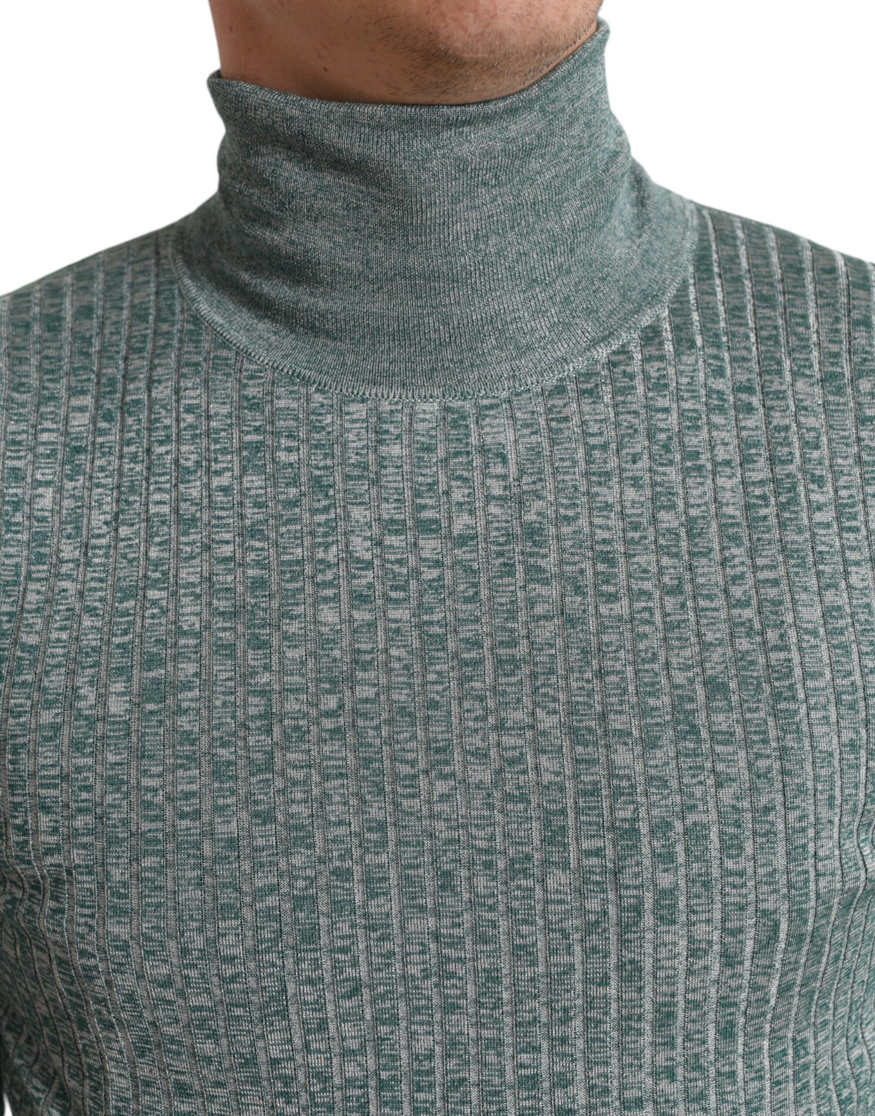 Dolce & Gabbana Green Polyester Turtleneck Pullover Sweater | Regal Royce