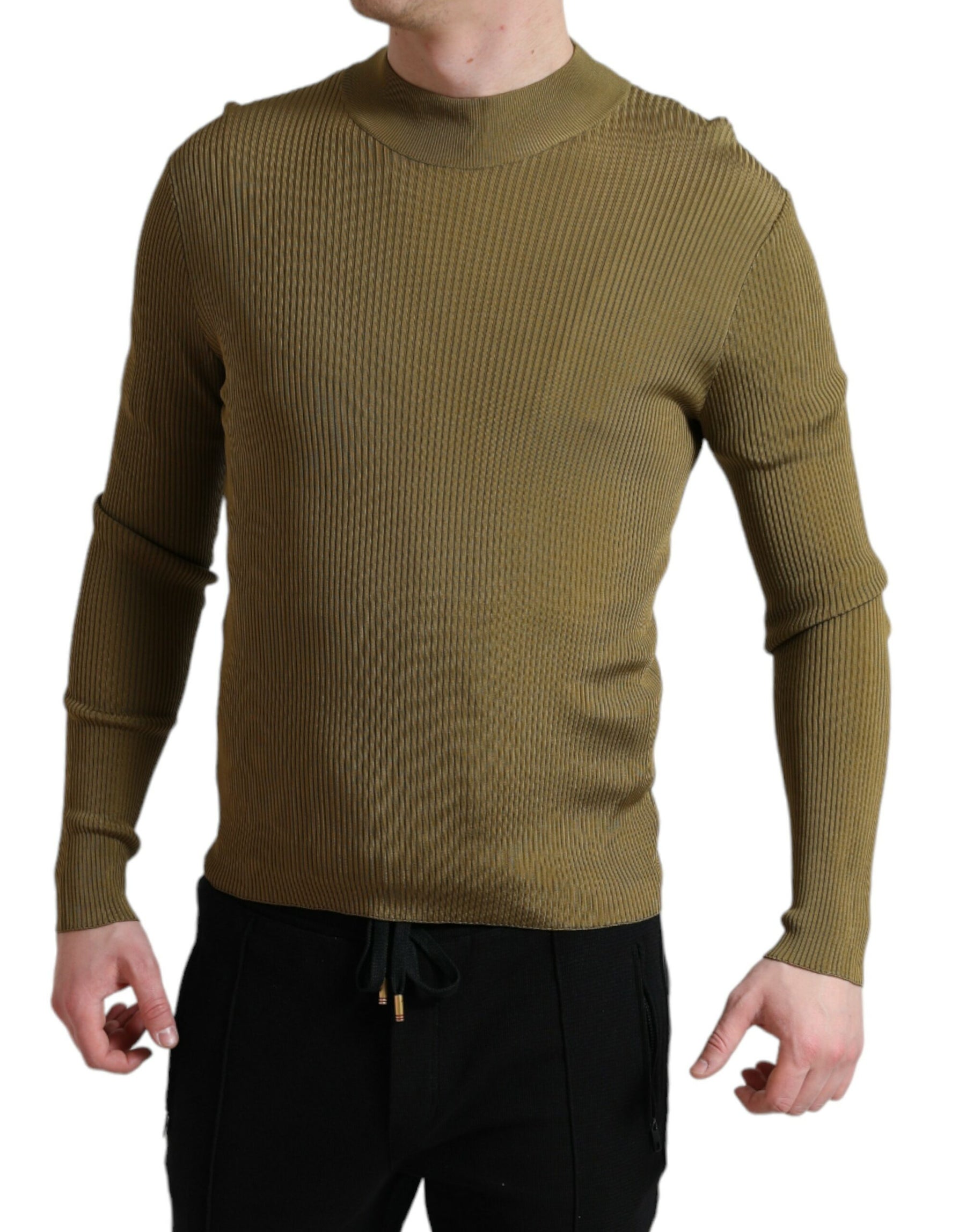 Dolce & Gabbana Army Green Viscose Crewneck Pullover Sweater | Regal Royce