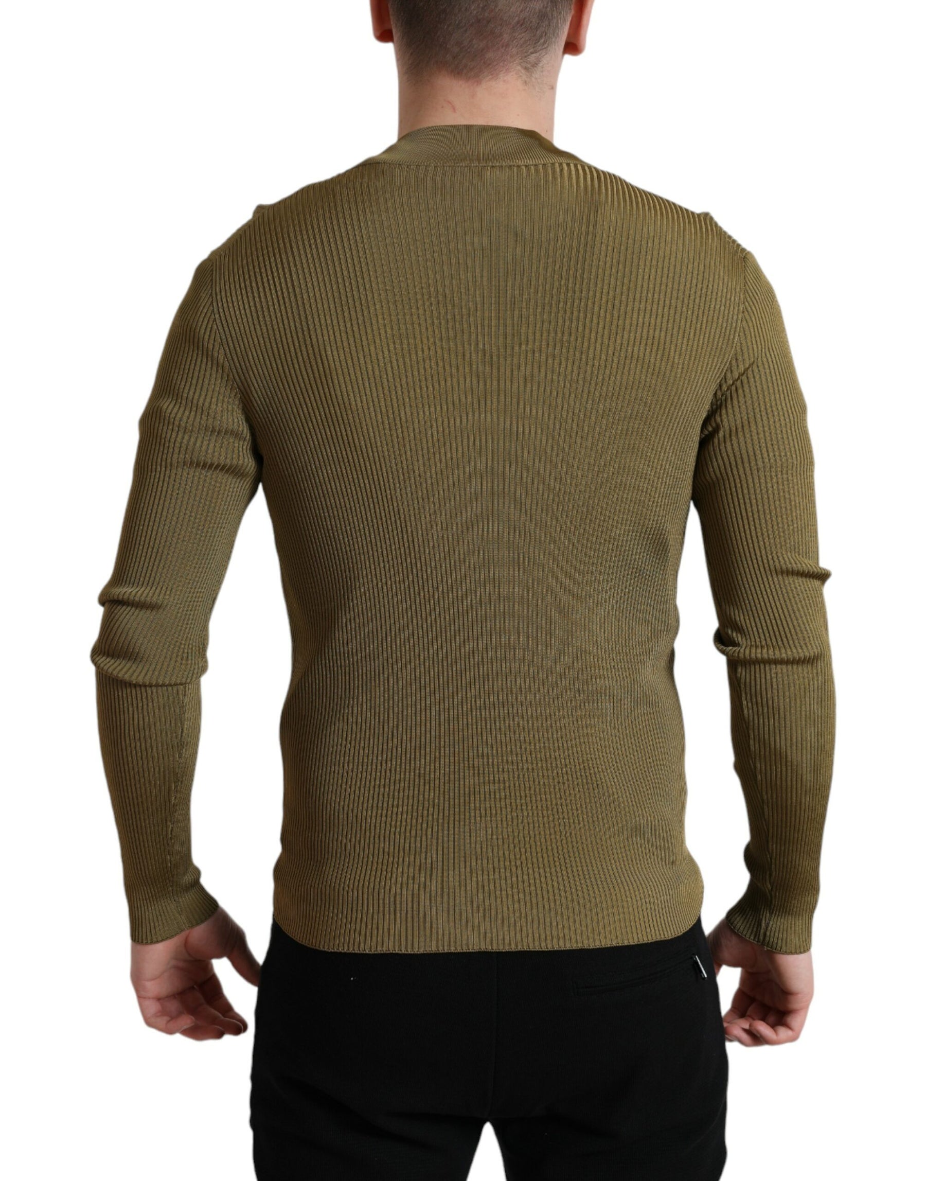 Dolce & Gabbana Army Green Viscose Crewneck Pullover Sweater | Regal Royce