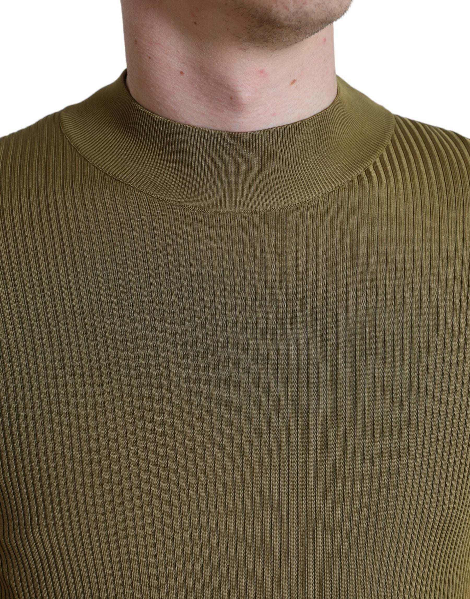 Dolce & Gabbana Army Green Viscose Crewneck Pullover Sweater | Regal Royce
