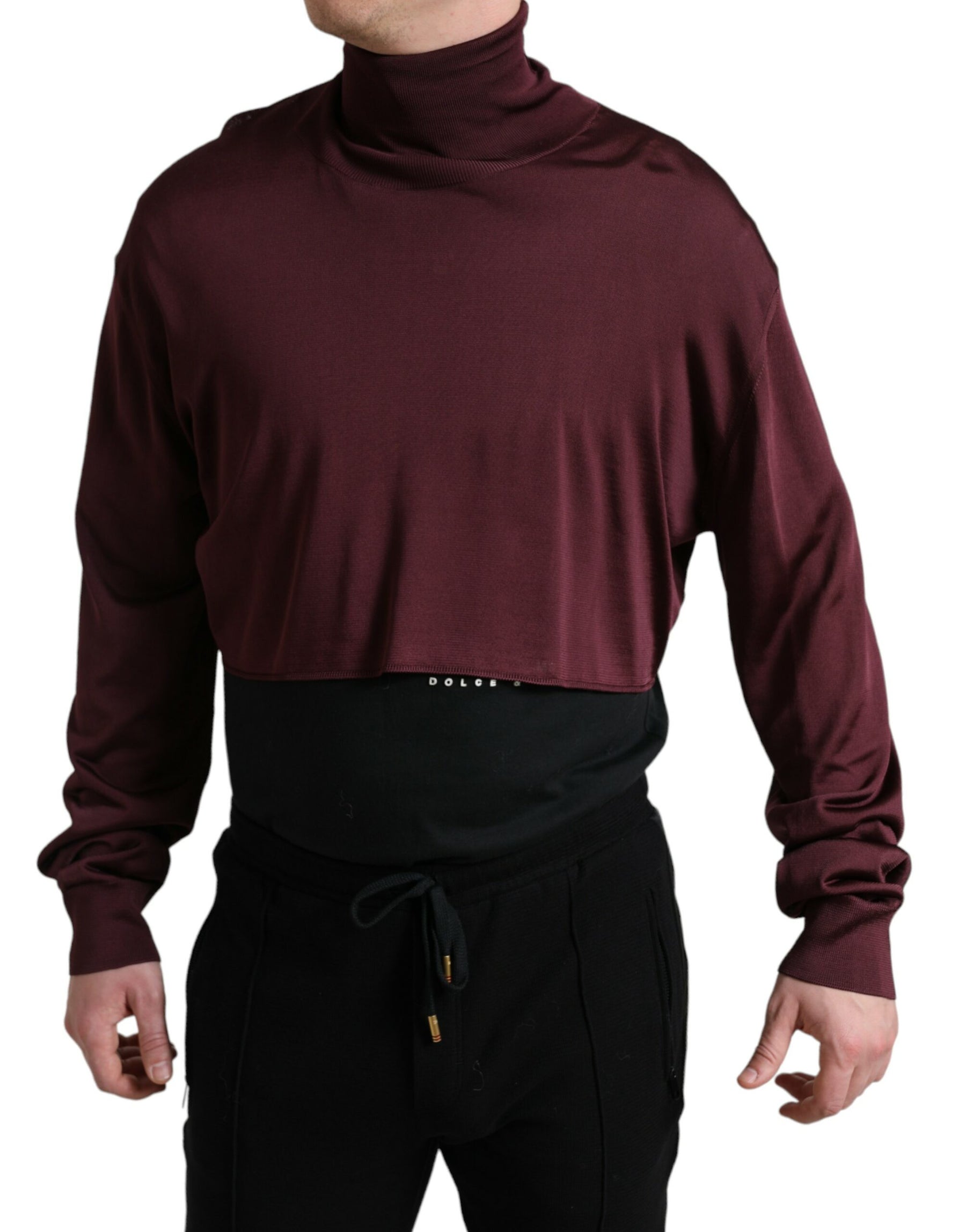 Dolce & Gabbana Maroon Viscose Turtleneck Pullover Sweater | Regal Royce