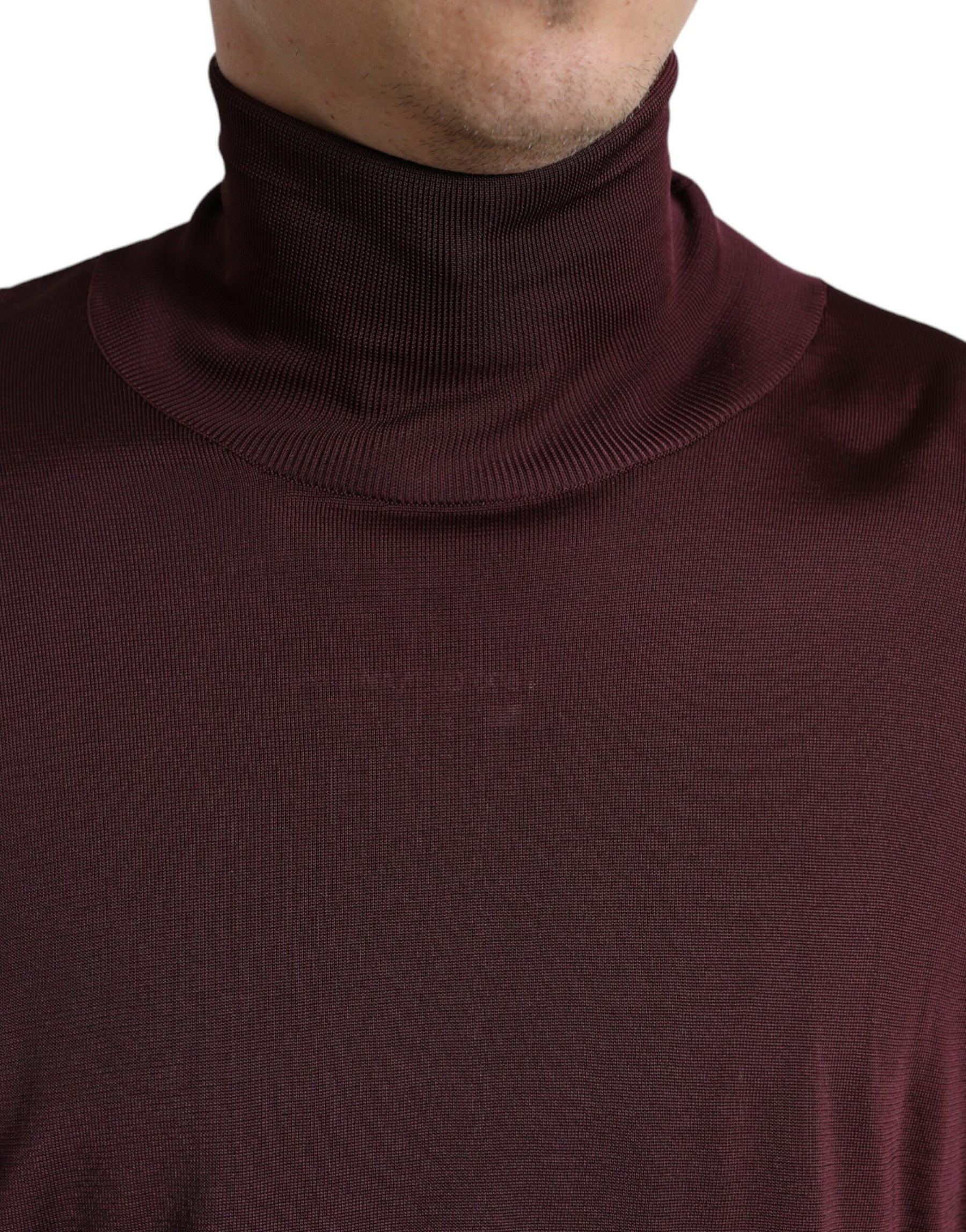 Dolce & Gabbana Maroon Viscose Turtleneck Pullover Sweater | Regal Royce