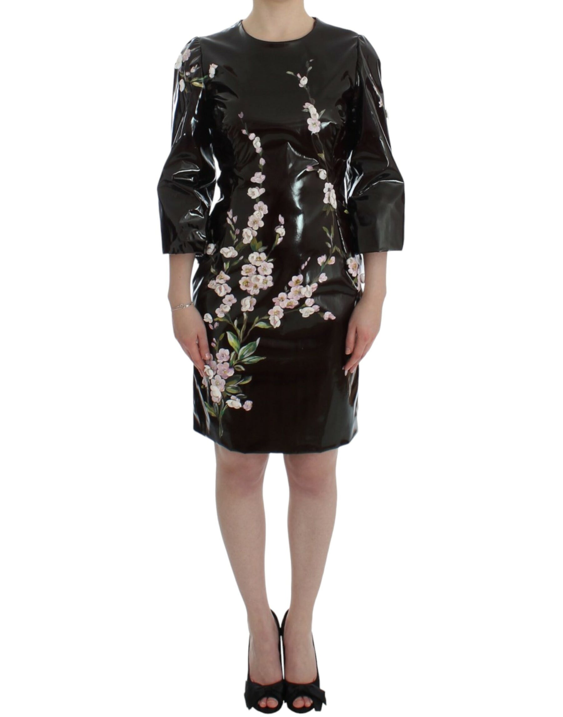 Dolce & Gabbana Black floral 3/4 Sleeve sheath dress | Regal Royce