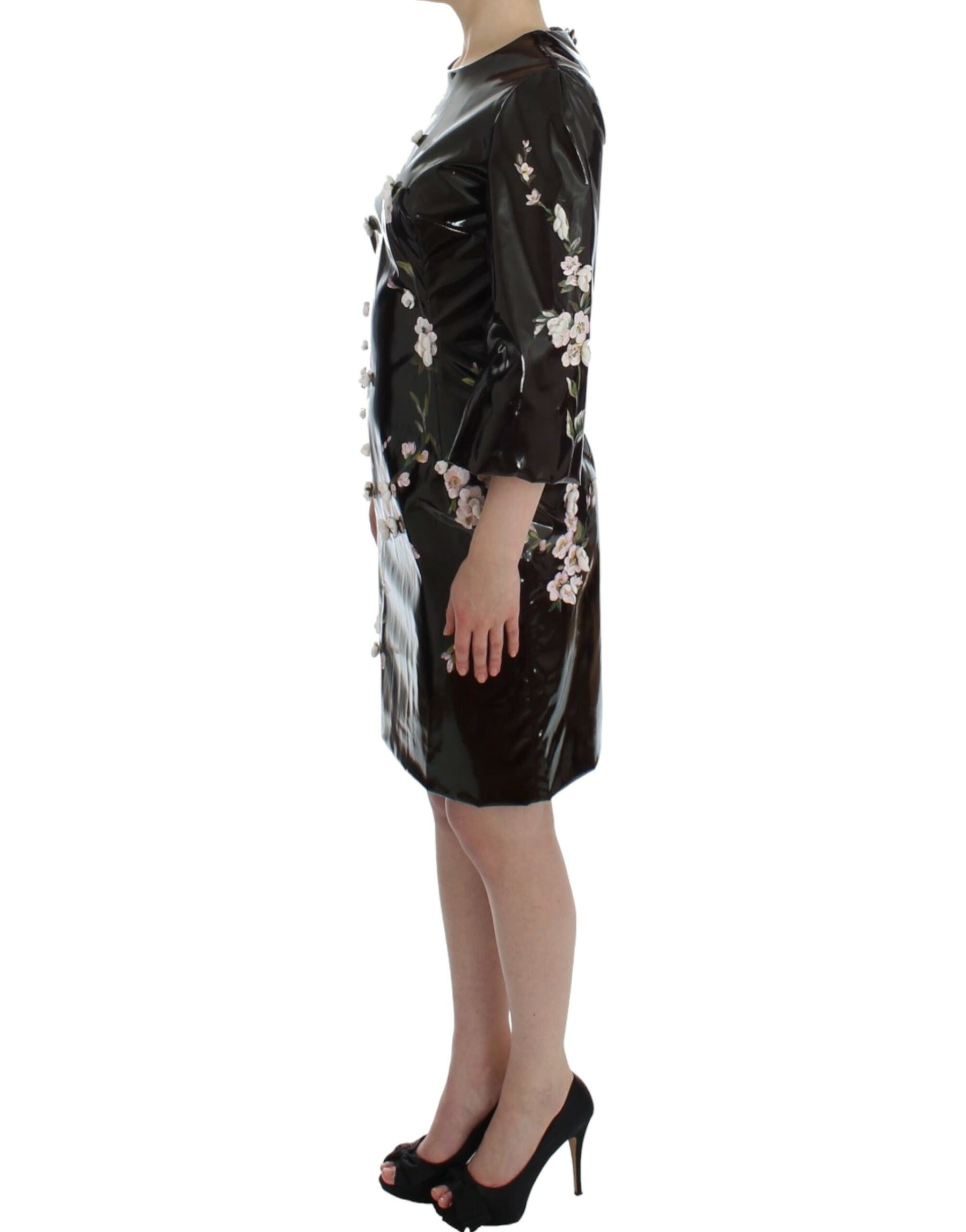 Dolce & Gabbana Black floral 3/4 Sleeve sheath dress | Regal Royce