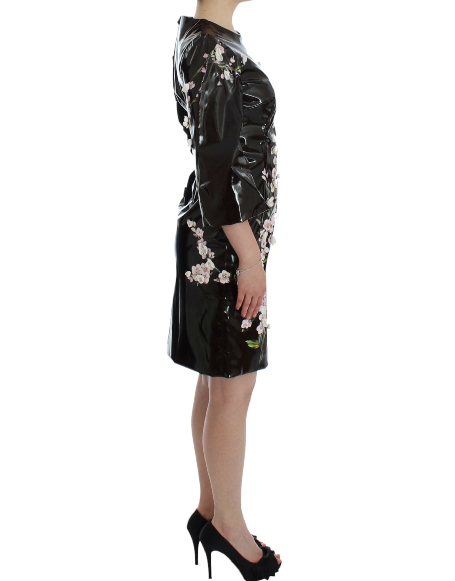 Dolce & Gabbana Black floral 3/4 Sleeve sheath dress | Regal Royce