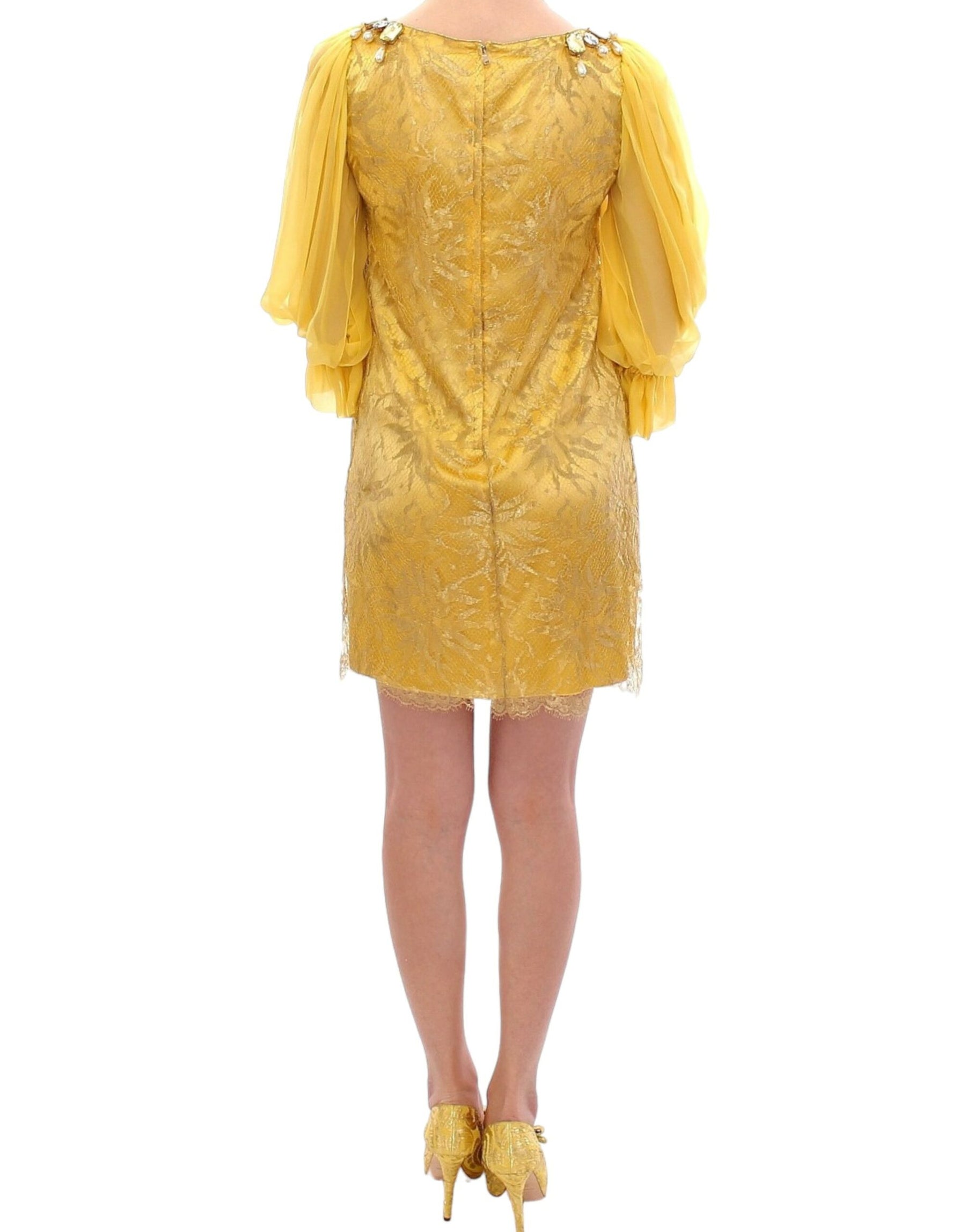 Dolce & Gabbana Yellow lace crystal mini dress | Regal Royce