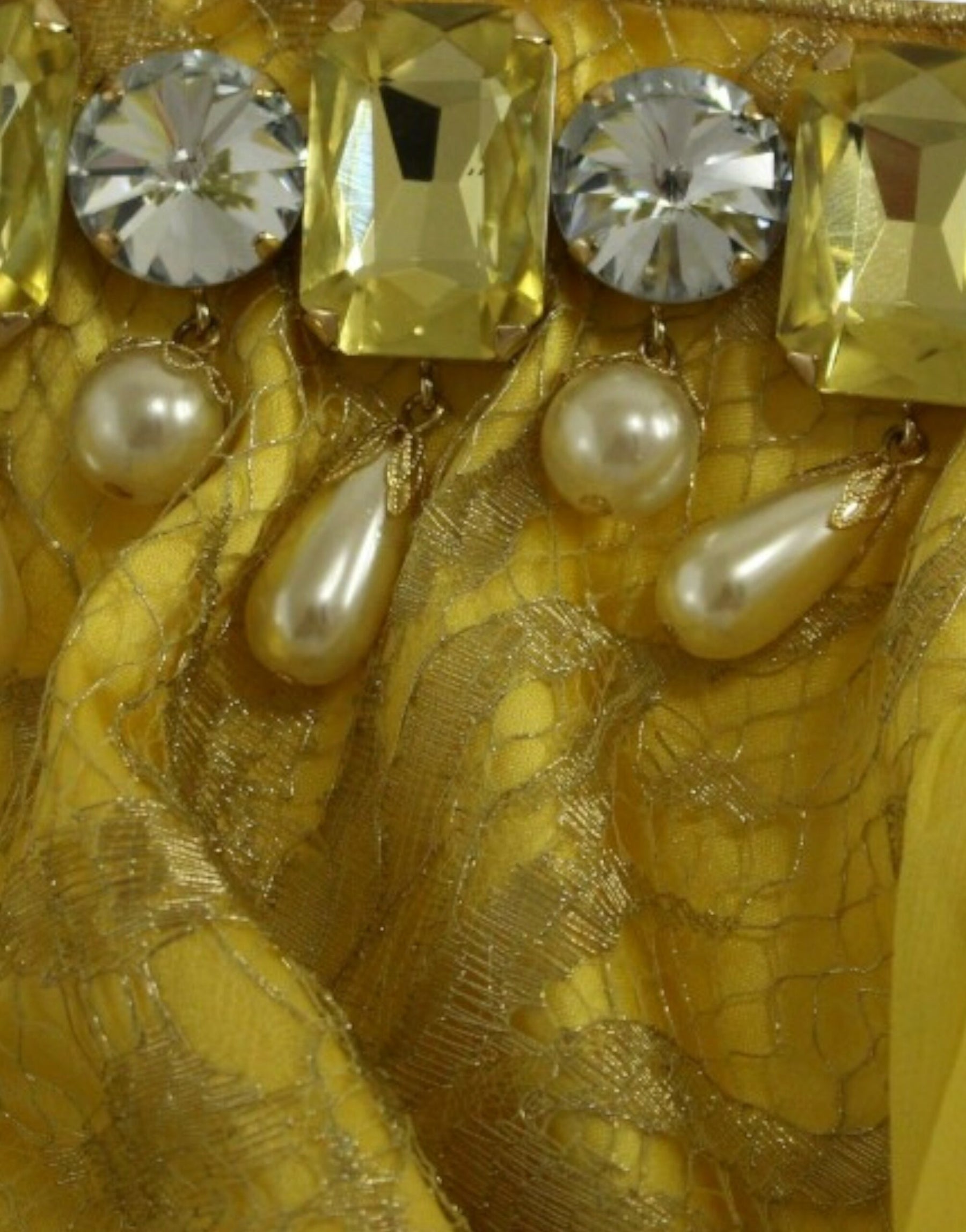 Dolce & Gabbana Yellow lace crystal mini dress | Regal Royce