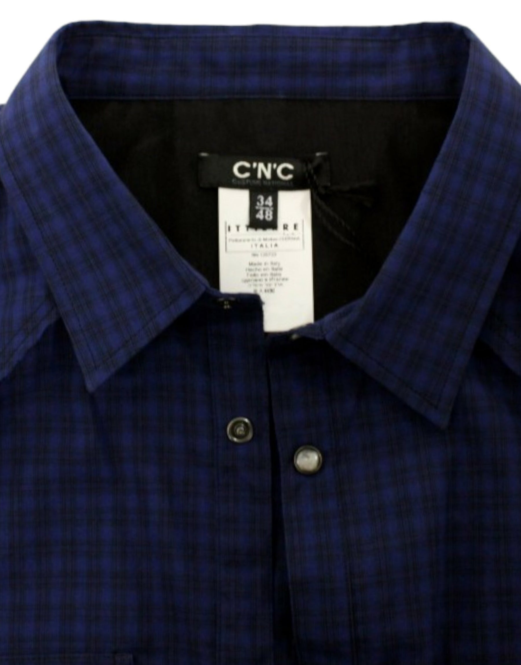 Costume National Blue checkered cotton shirt | Regal Royce
