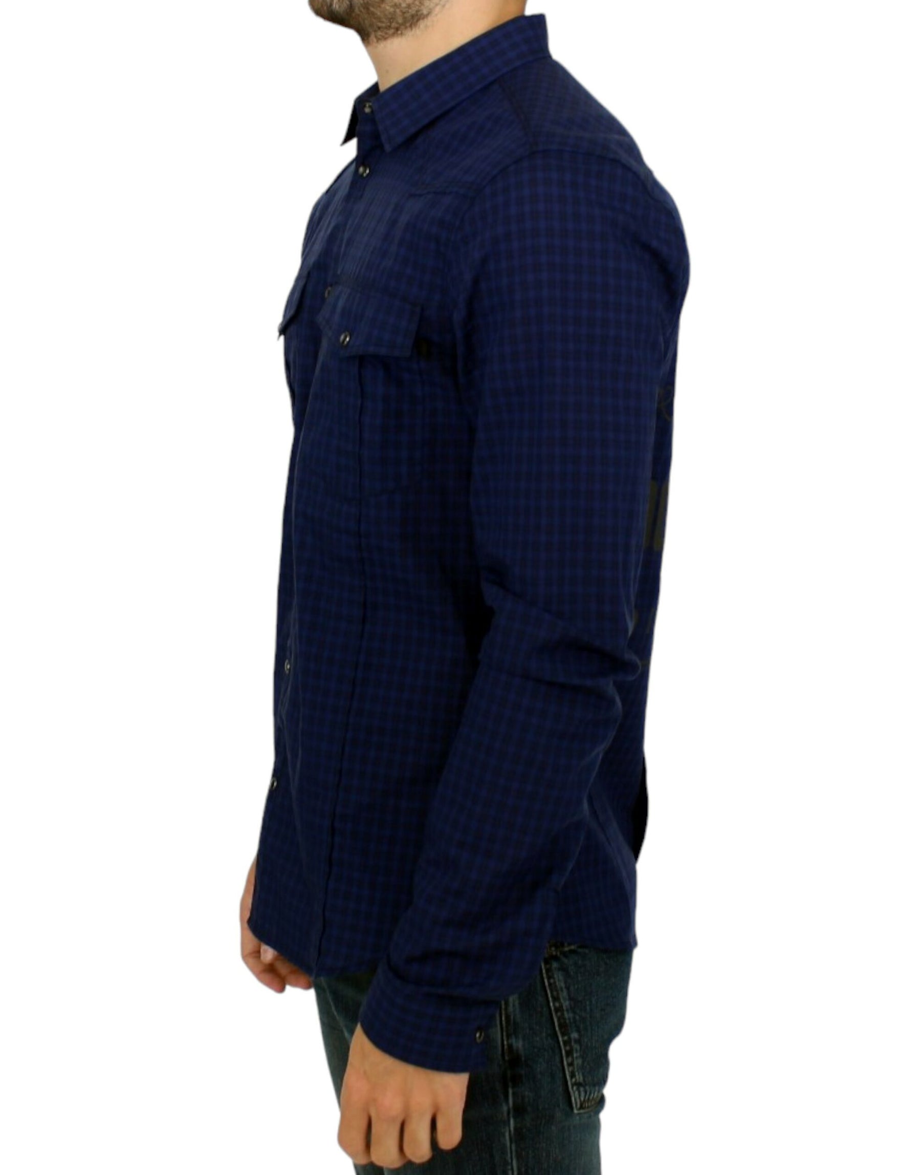 Costume National Blue checkered cotton shirt | Regal Royce