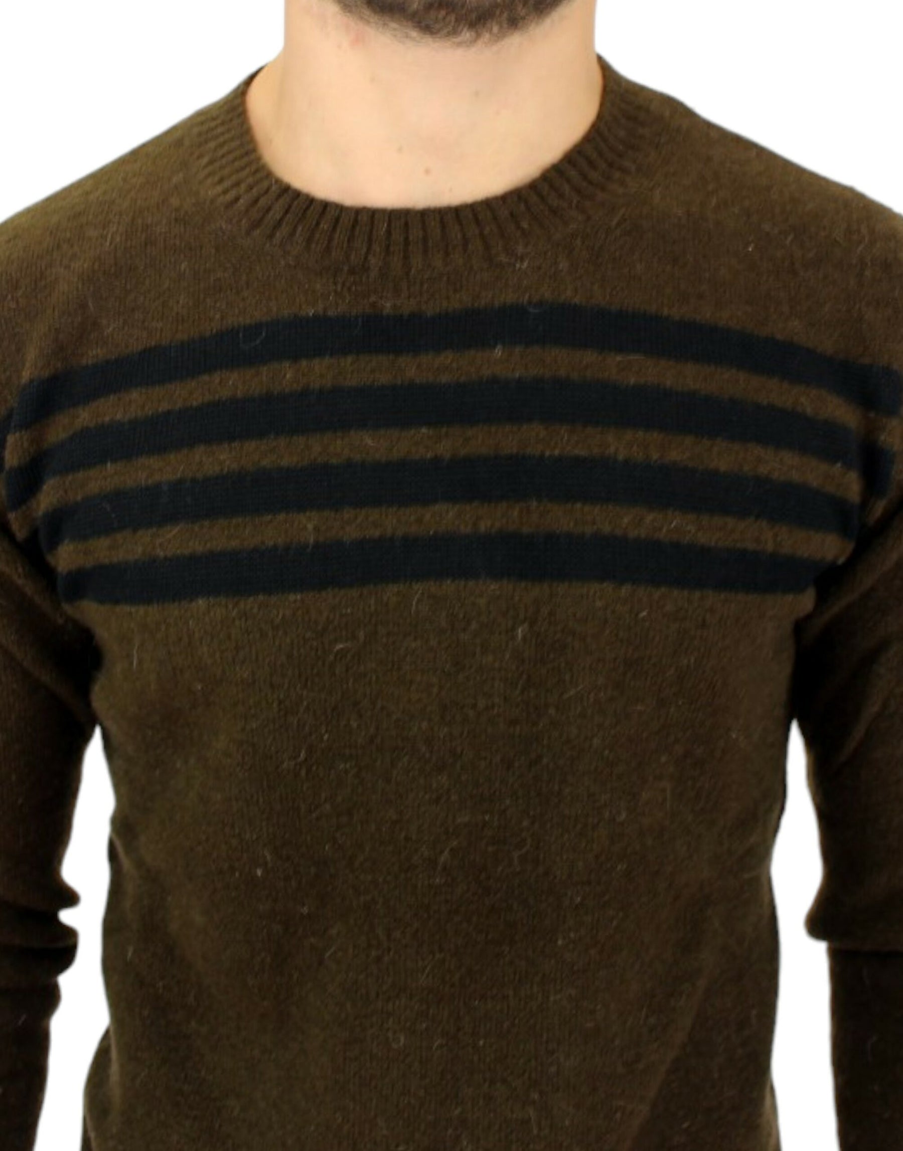 Costume National Brown striped crewneck sweater | Regal Royce