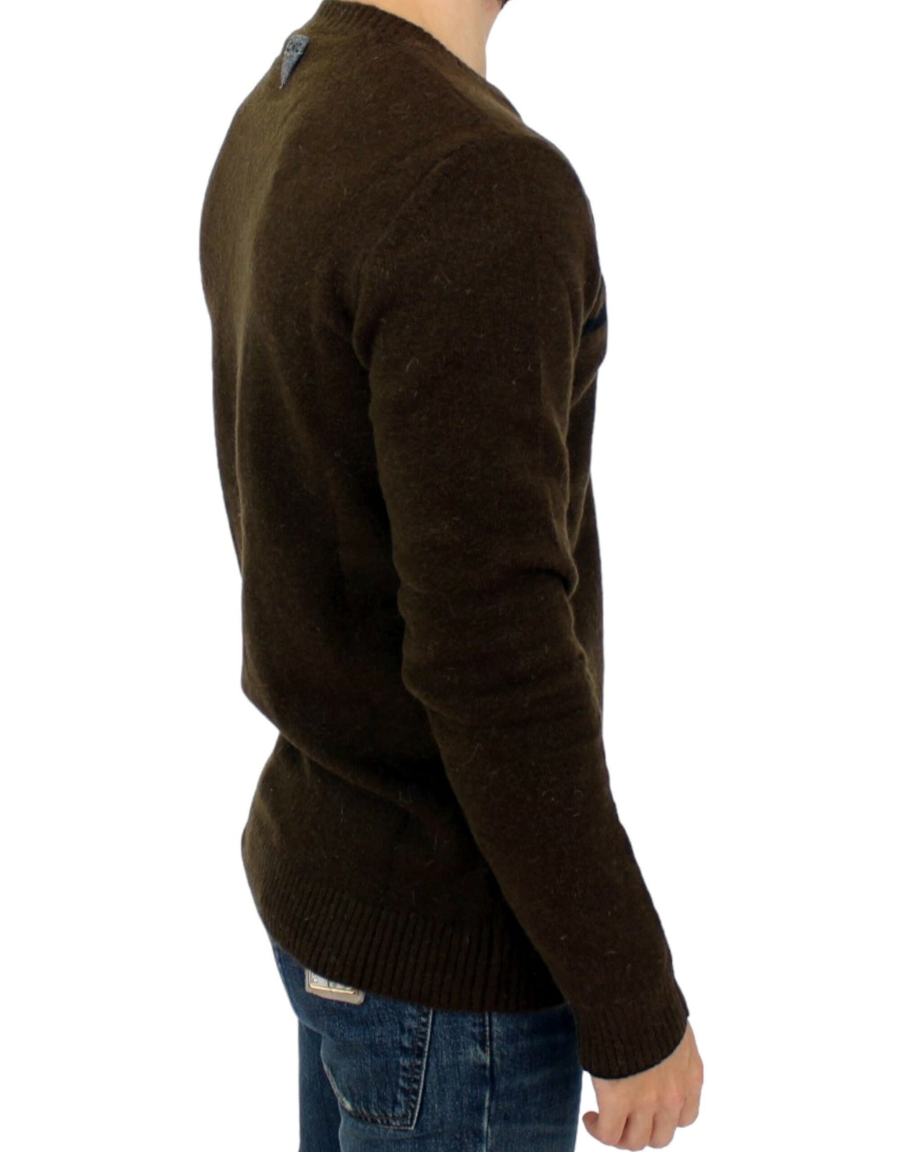Costume National Brown striped crewneck sweater | Regal Royce