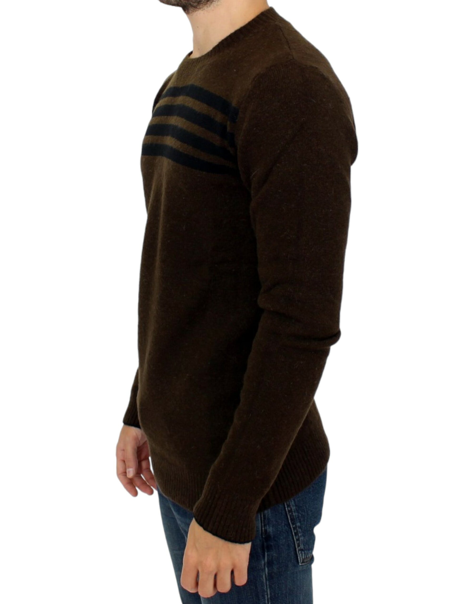 Costume National Brown striped crewneck sweater | Regal Royce