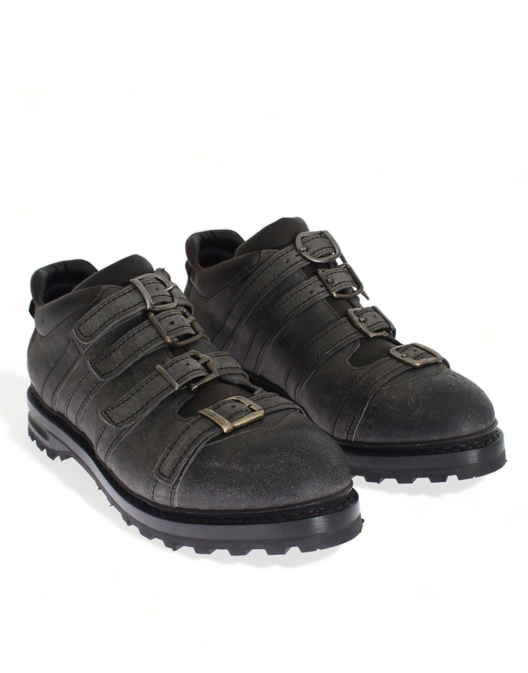 Dolce & Gabbana Gray Leather Ankle Strap Shoes Boots | Regal Royce
