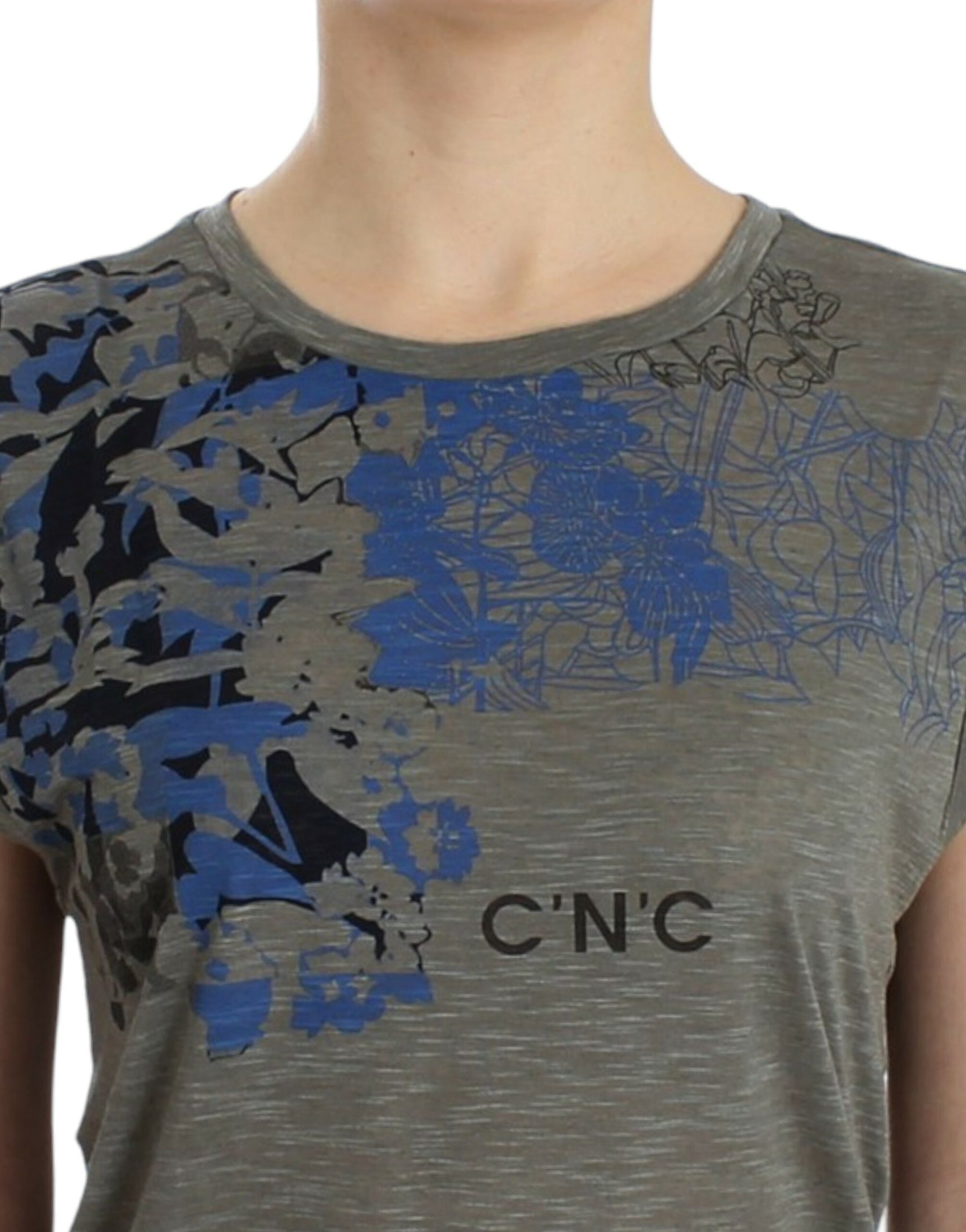 Costume National Gray print sleeveless t-shirt | Regal Royce