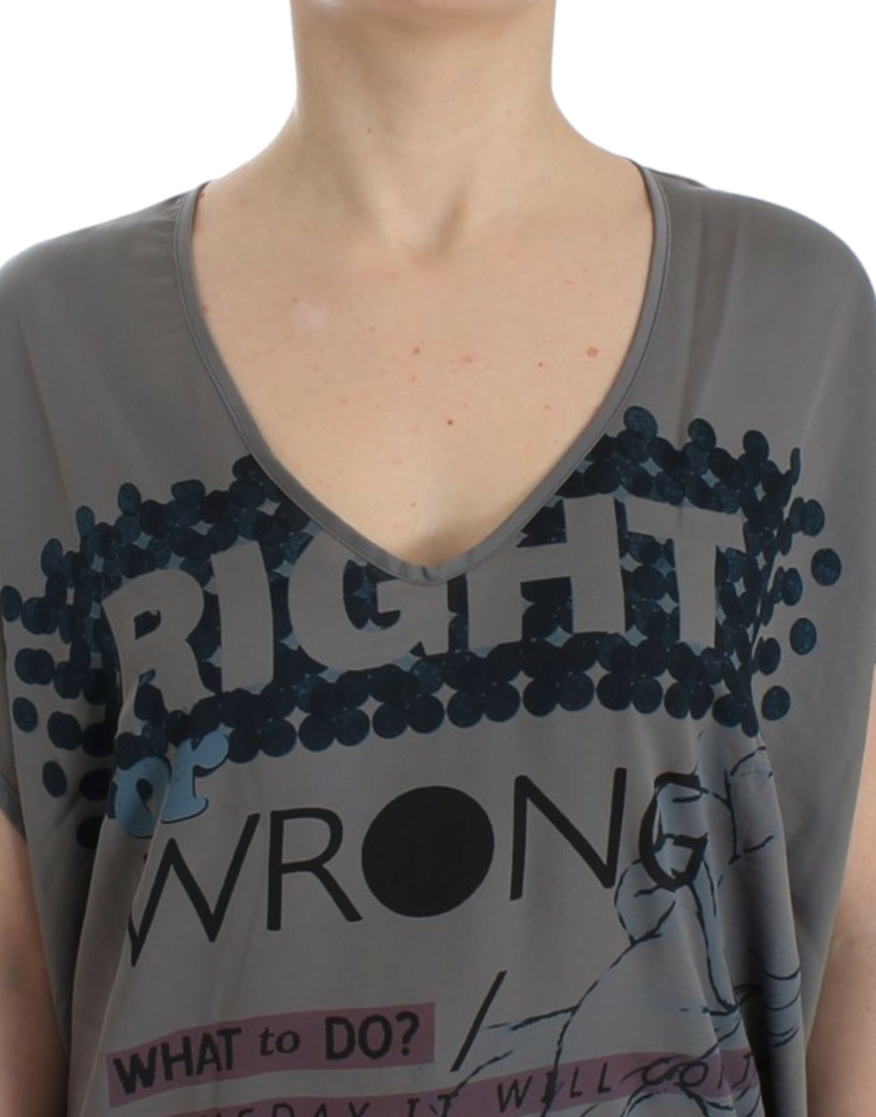 Costume National Gray V-neck long t-shirt | Regal Royce