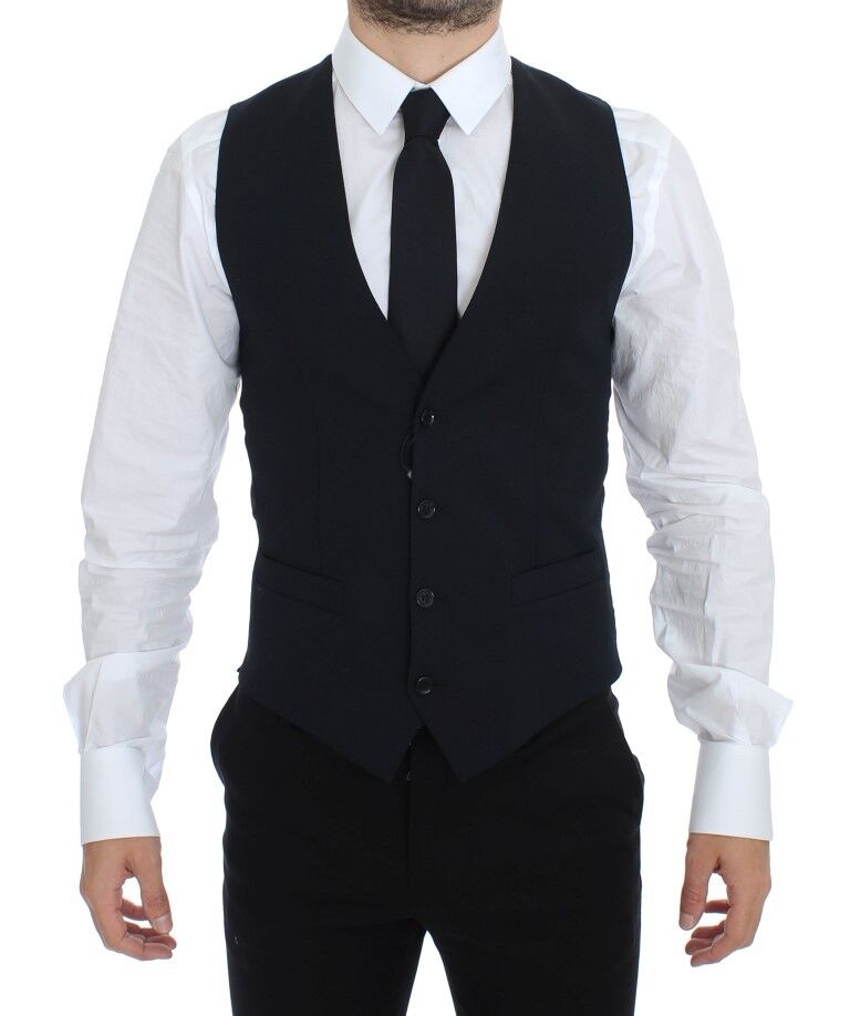 Dolce & Gabbana Blue Wool Formal Dress Vest Gilet | Regal Royce