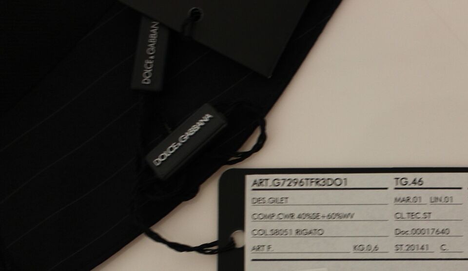 Dolce & Gabbana Black Striped Wool Silk Dress Vest Gilet | Regal Royce