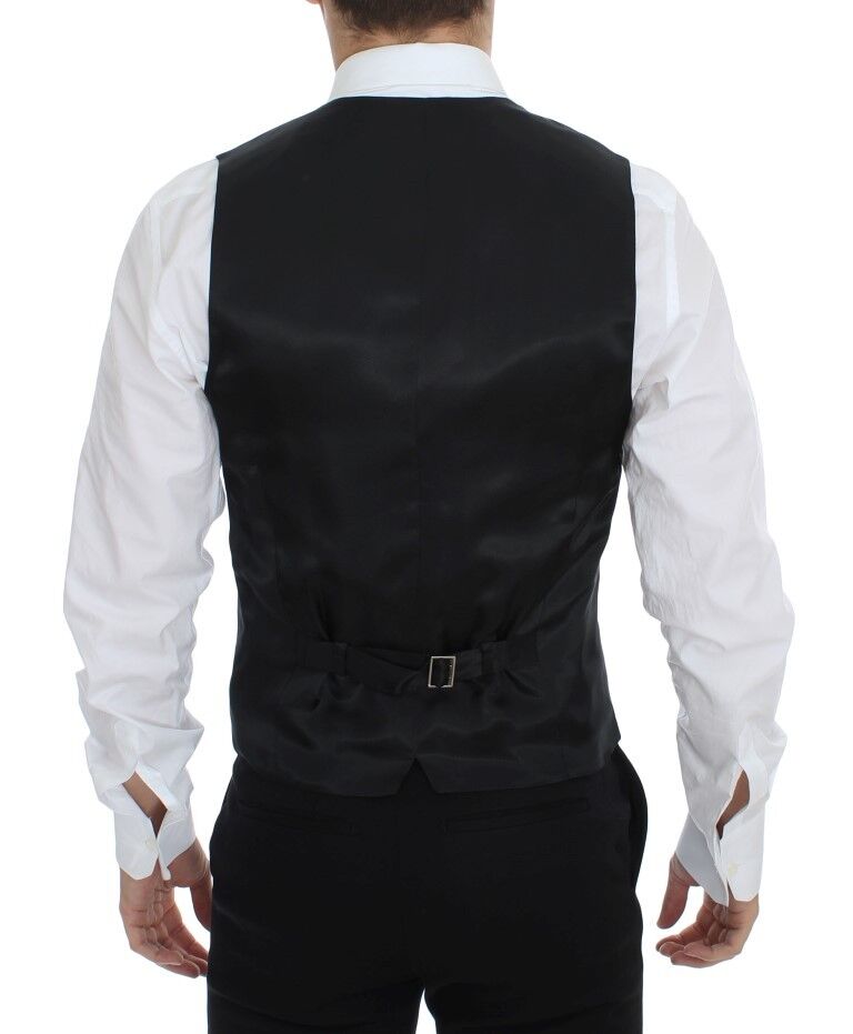 Dolce & Gabbana Black Striped Wool Silk Dress Vest Gilet | Regal Royce