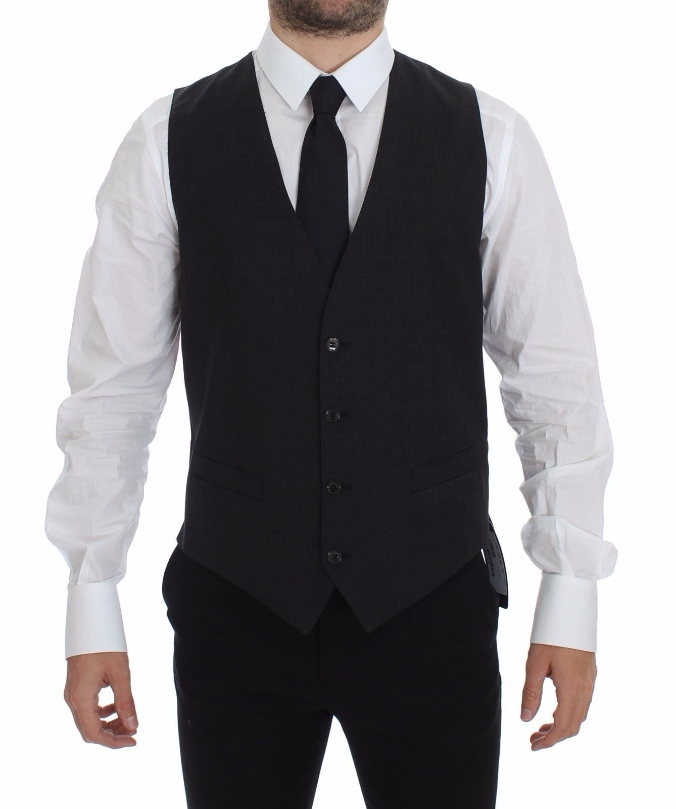 Dolce & Gabbana Gray Slim Fit Button Front Dress Formal Vest | Regal Royce