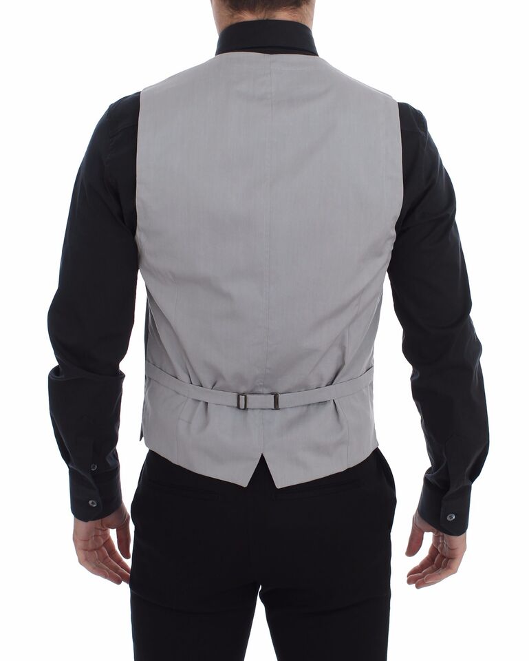 Dolce & Gabbana Gray Cotton Slim Fit Button Front Dress Vest | Regal Royce
