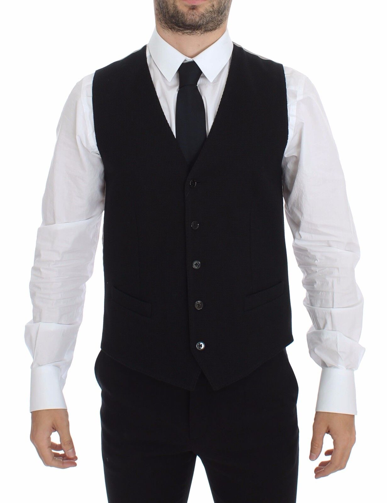 Dolce & Gabbana Black Cotton Dress Vest Blazer Jacket | Regal Royce