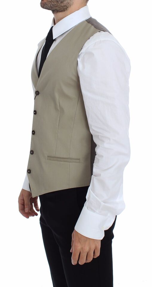 Dolce & Gabbana Beige Cotton Dress Vest Blazer Jacket | Regal Royce