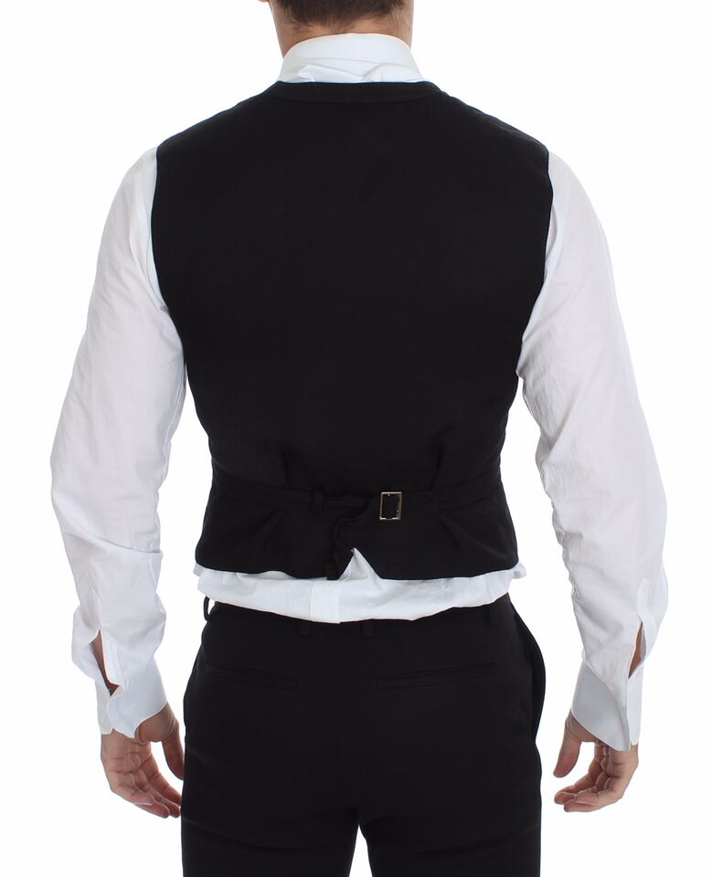 Dolce & Gabbana Black Flax Cotton Dress Vest Blazer | Regal Royce