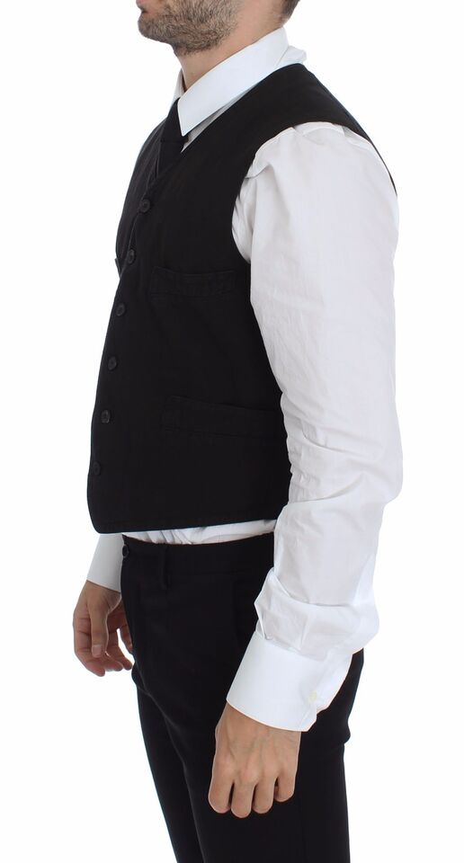Dolce & Gabbana Black Flax Cotton Dress Vest Blazer | Regal Royce