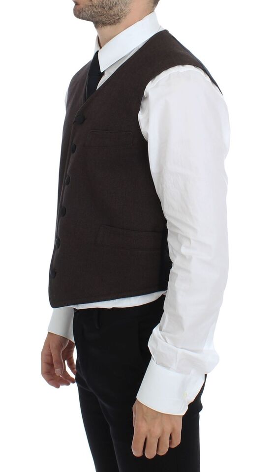 Dolce & Gabbana Brown Cotton Blend Dress Vest Gilet | Regal Royce