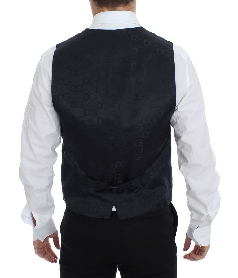 Dolce & Gabbana Blue Cotton Stretch Dress Vest Blazer | Regal Royce