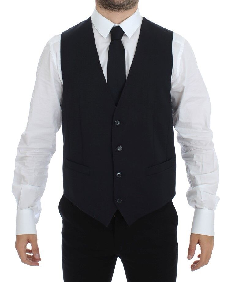 Dolce & Gabbana Gray Striped Wool Silk Dress Vest Gilet | Regal Royce