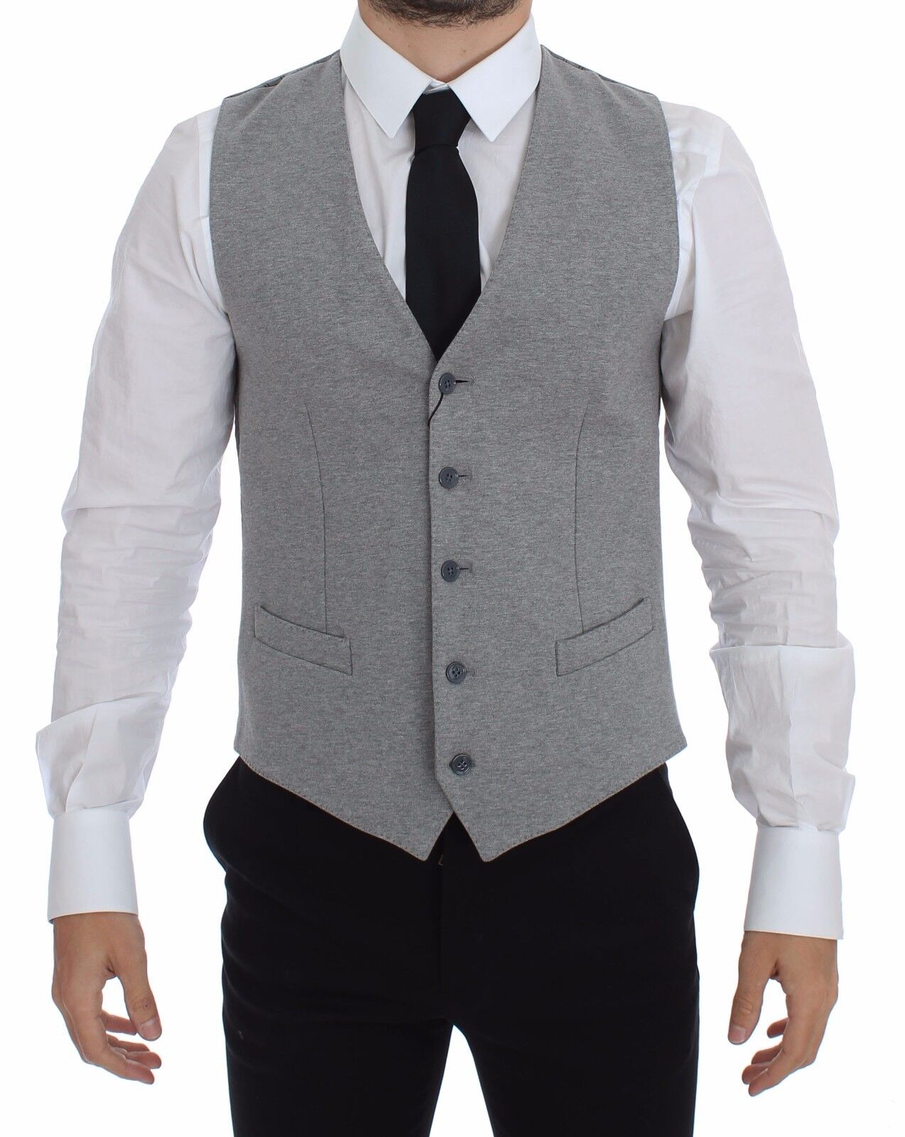Dolce & Gabbana Gray Cotton Stretch Dress Vest Blazer | Regal Royce