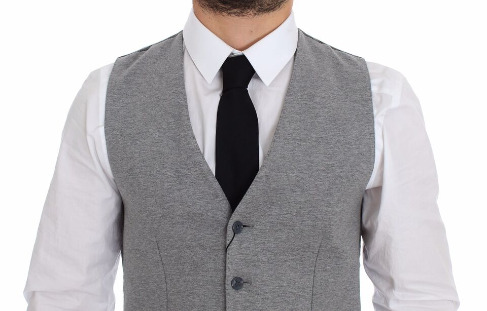 Dolce & Gabbana Gray Cotton Stretch Dress Vest Blazer | Regal Royce