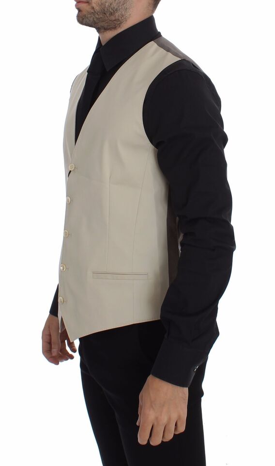Dolce & Gabbana Beige Cotton Stretch Dress Vest Blazer | Regal Royce