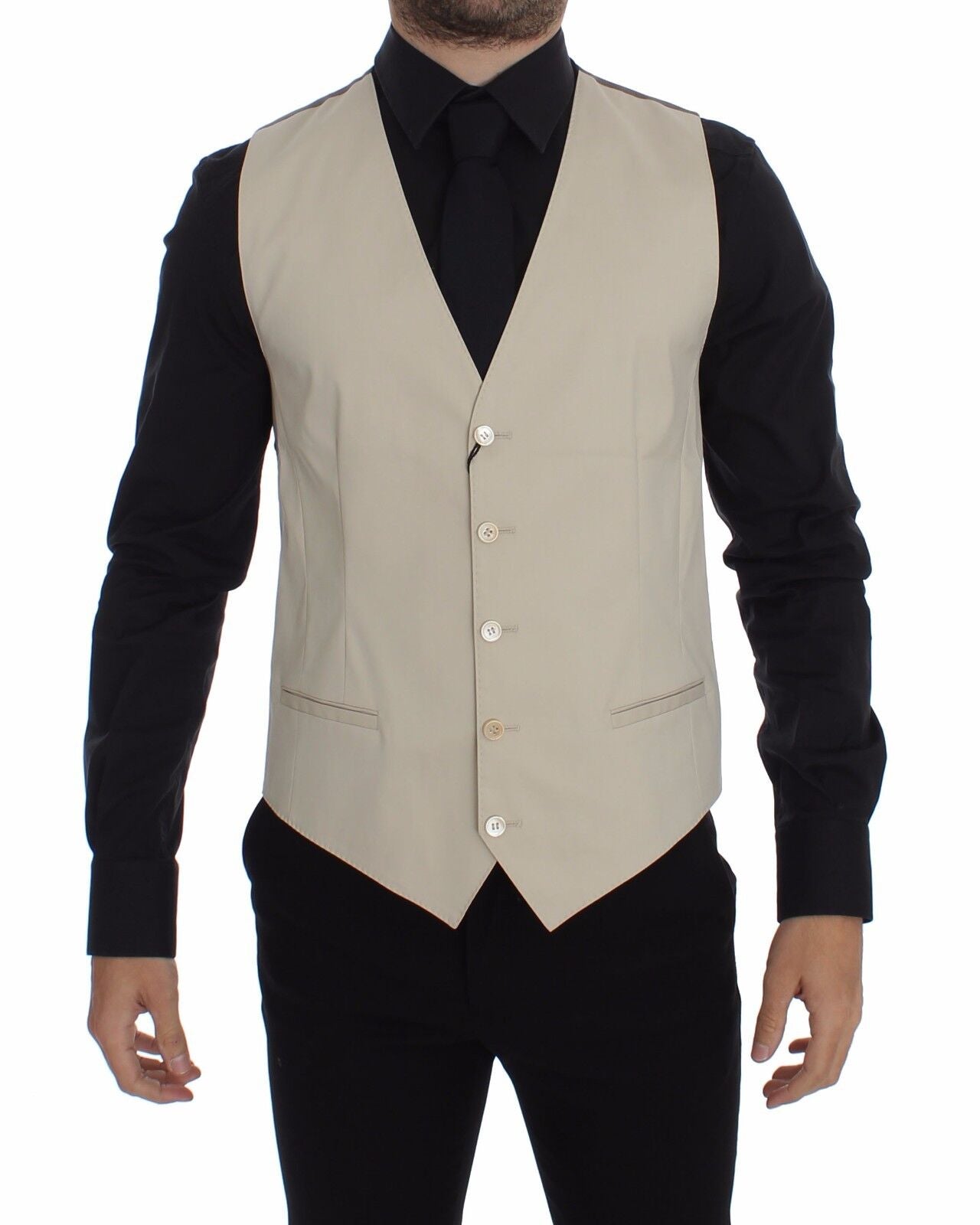 Dolce & Gabbana Beige Cotton Stretch Dress Vest Blazer | Regal Royce