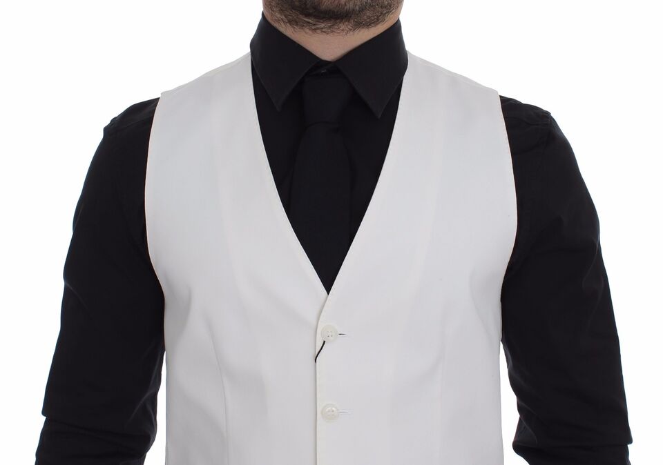 Dolce & Gabbana White Cotton Silk Blend Dress Vest Blazer | Regal Royce