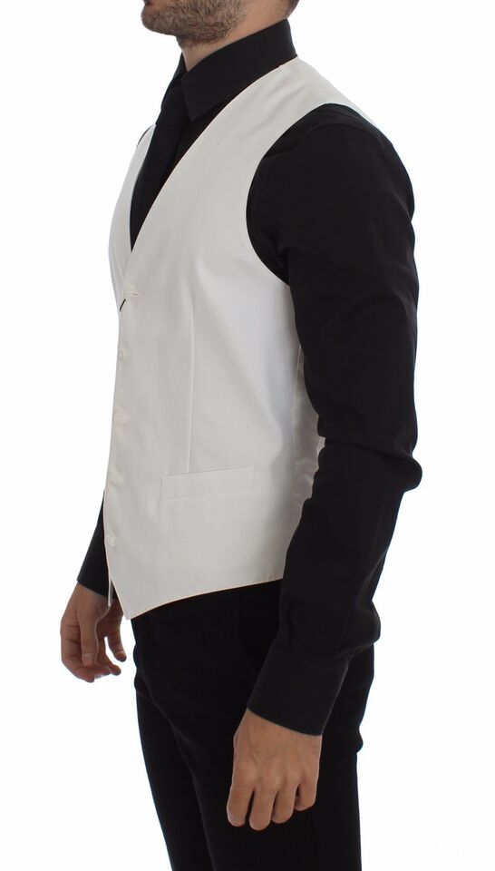 Dolce & Gabbana White Cotton Silk Blend Dress Vest Blazer | Regal Royce