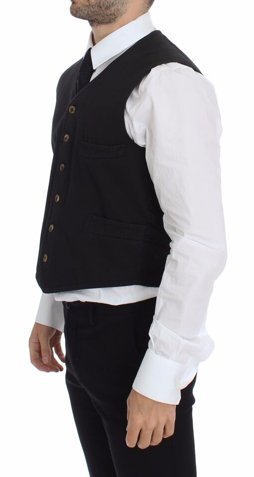 Dolce & Gabbana Black Cotton Viscose Dress Vest Blazer | Regal Royce