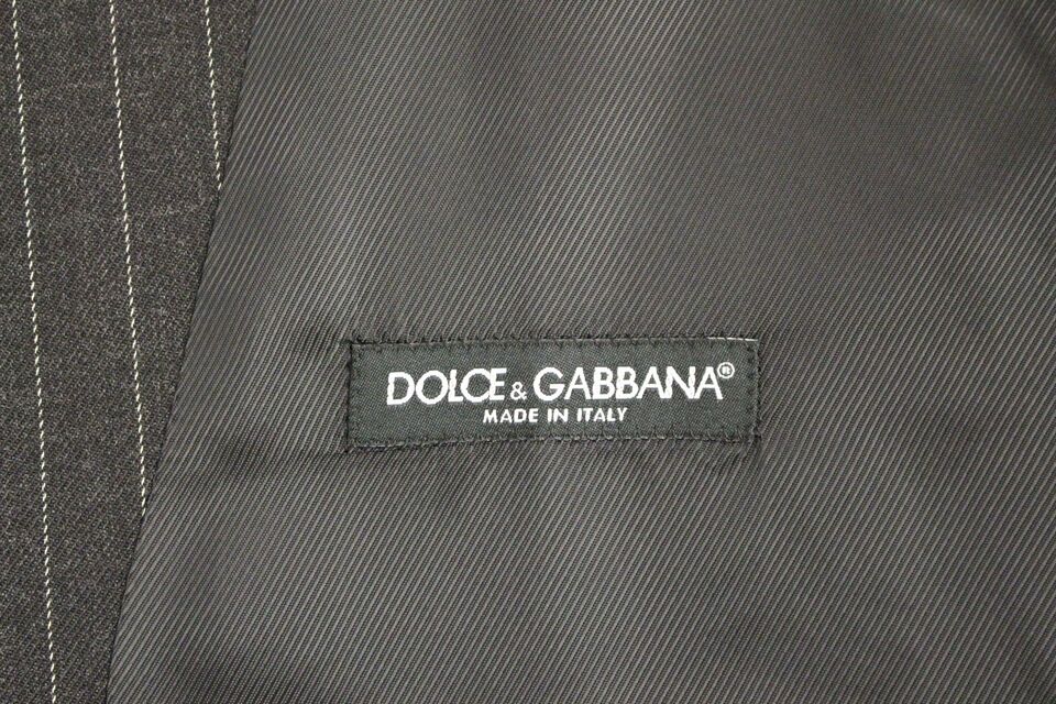 Dolce & Gabbana Gray Striped Wool Logo Vest Gilet Weste | Regal Royce