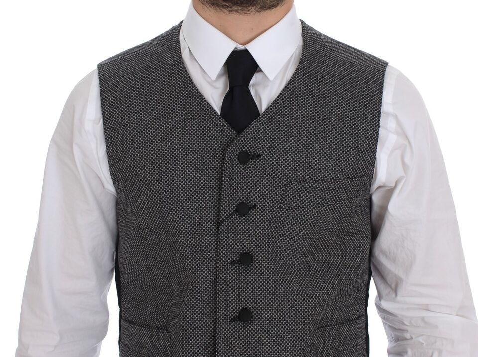 Dolce & Gabbana Gray Cotton Blend Logo Vest Gilet Weste | Regal Royce