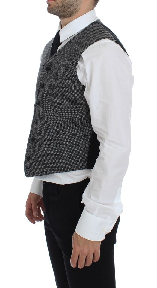 Dolce & Gabbana Gray Cotton Blend Logo Vest Gilet Weste | Regal Royce