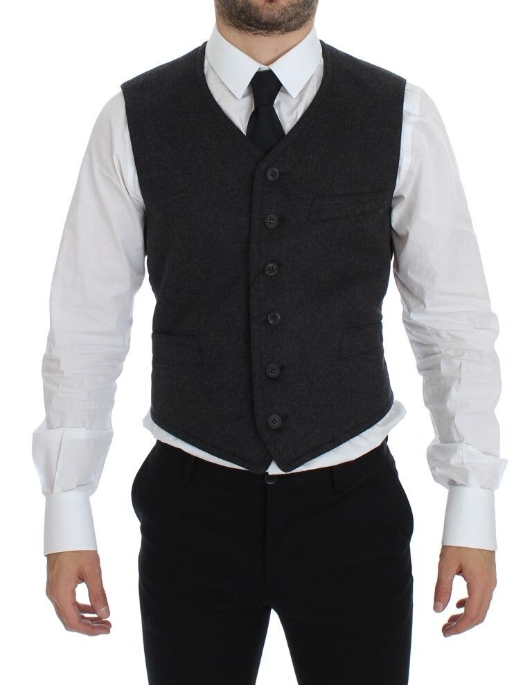 Dolce & Gabbana Gray Wool Blend Vest Gilet Weste | Regal Royce
