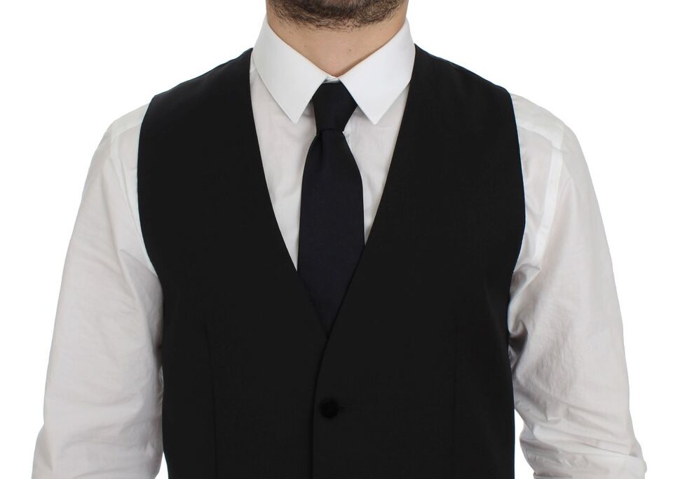 Dolce & Gabbana Black Wool Formal Dress Vest Gilet Weste | Regal Royce
