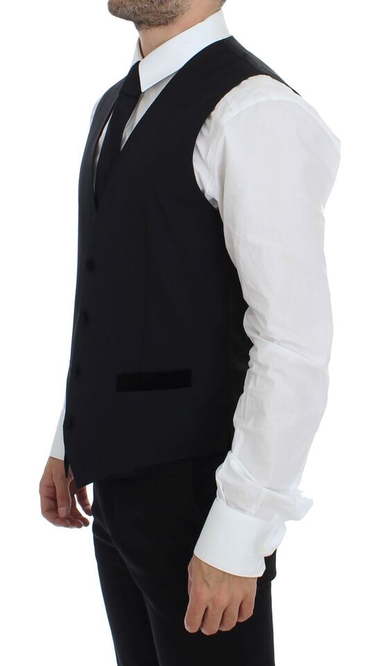 Dolce & Gabbana Black Wool Formal Dress Vest Gilet Weste | Regal Royce