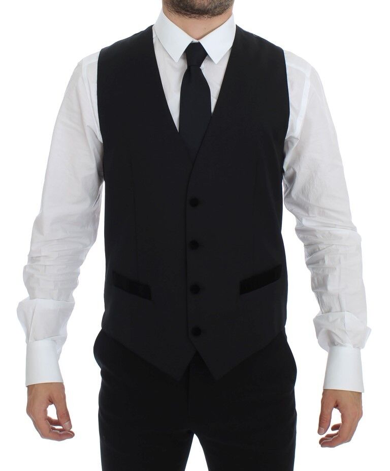 Dolce & Gabbana Black Wool Formal Dress Vest Gilet Weste | Regal Royce