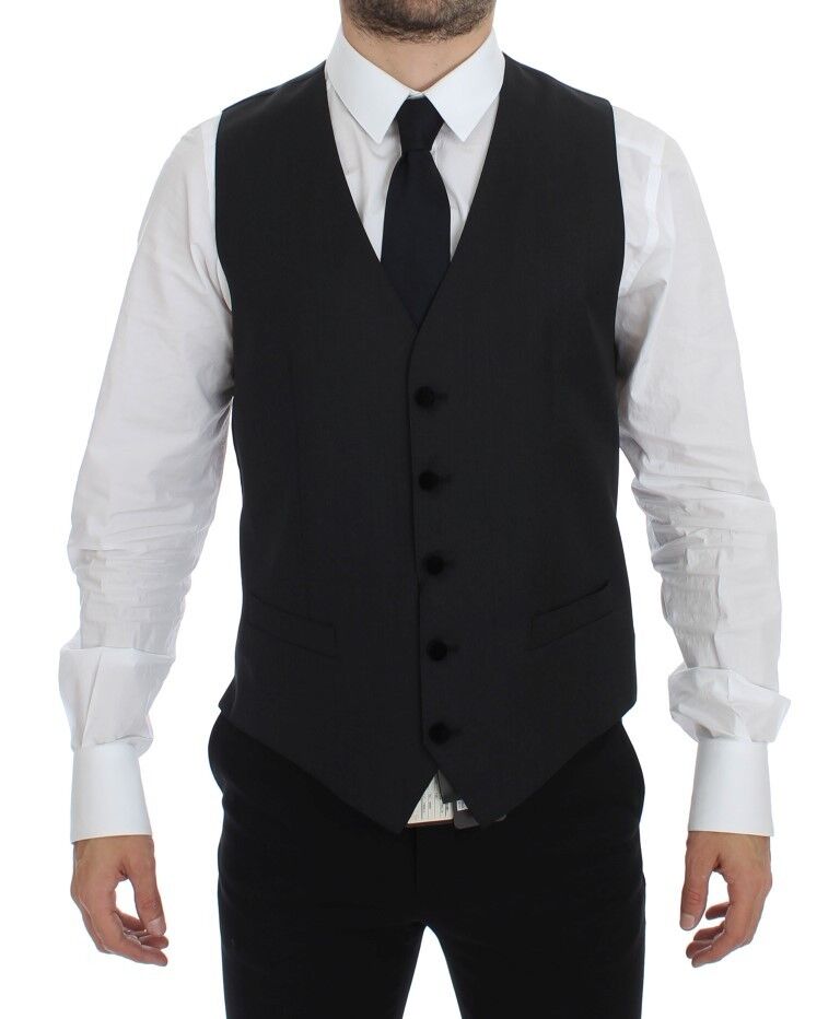 Dolce & Gabbana Gray Wool Formal Dress Vest Gilet Weste | Regal Royce
