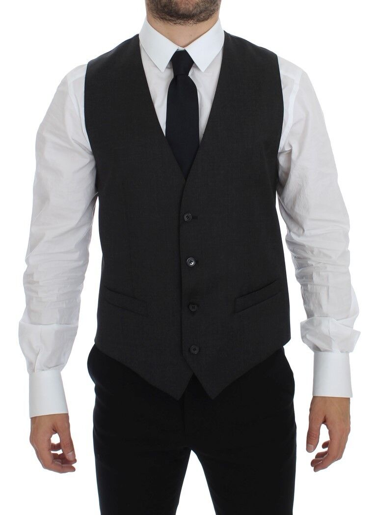 Dolce & Gabbana Gray Wool Formal Dress Vest Gilet Weste | Regal Royce